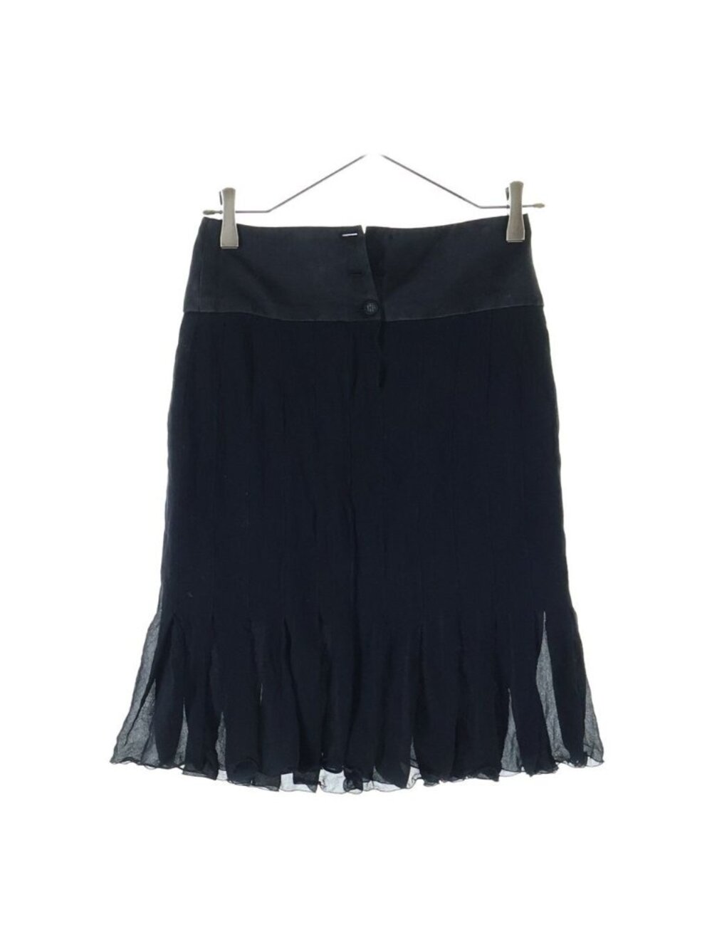 Chanel Vintage Pleats Flare Skirt Pleated Flareskirt Silk Black